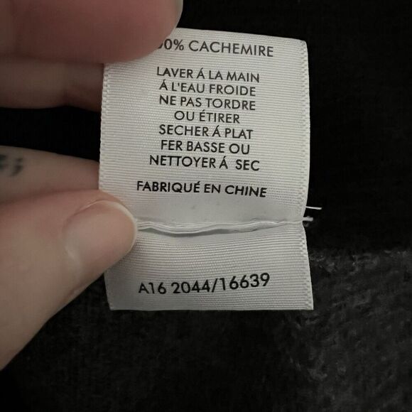 White + Warren Women's Sweater Size S 100% Cashmere Black Gray Color Block - Picture 4 of 7